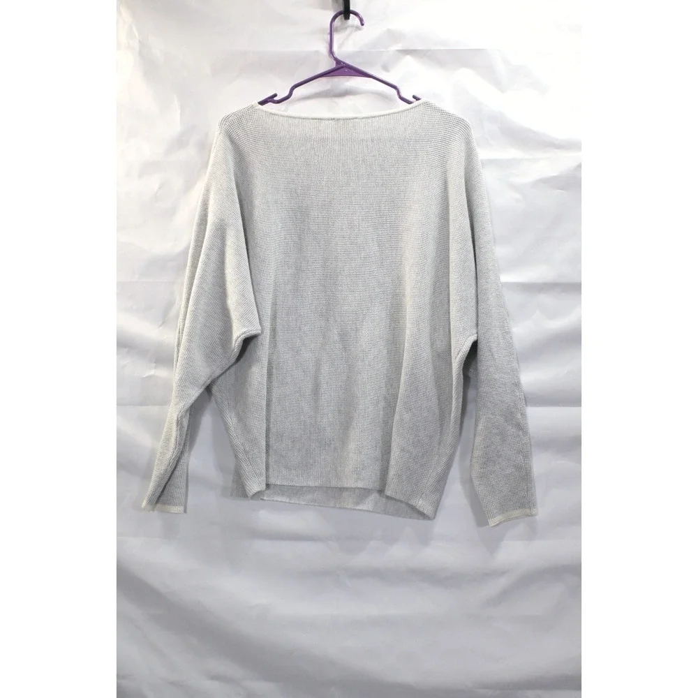 Cyrus Light Gray Waffle Knit Sweater Top Long Sleeve Casual Women M